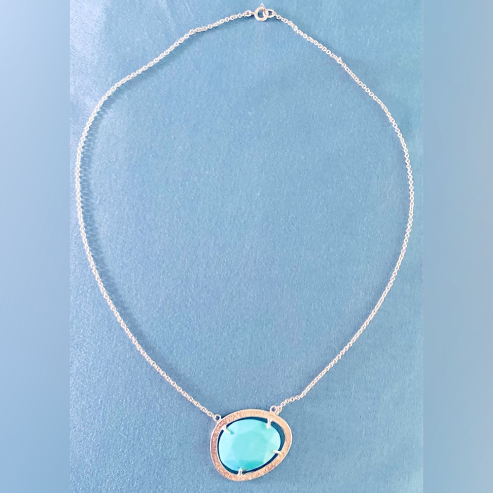 Elegant Silver Necklace with TurquoisePendant